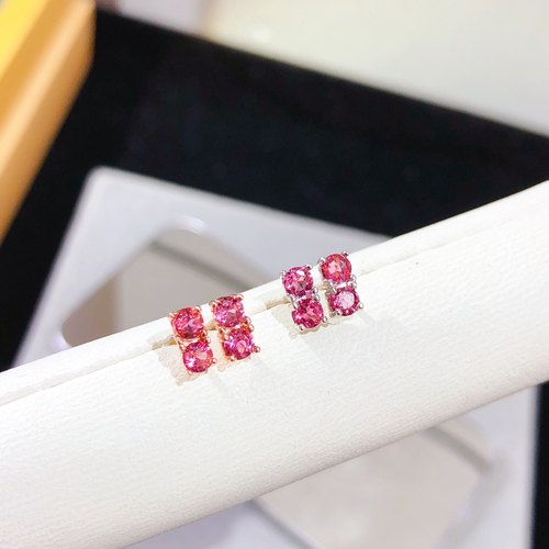 碧玺耳钉 s925纯银镶嵌工艺 晶，主石3mm礼物圣诞节