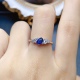 晶体全净火彩爆闪 天然蓝宝石戒指 S925银精工 中国地质大学