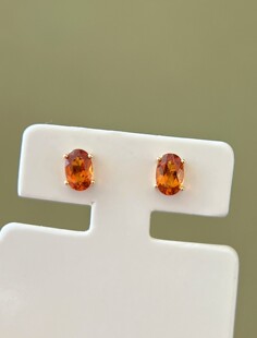 【18K金】经典芬达石耳钉 一对主石一卡！夏日甜橙芬达石甜到心坎