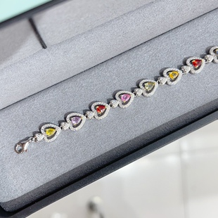 【中国地质大学】彩蓝宝手链。粉嫩通透5A宝石3*4mm，925银