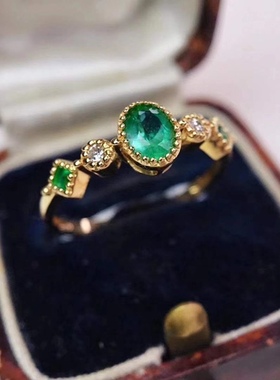 哥伦比亚祖母绿戒指 主石尺寸4*6mm，925纯银520礼物情人节礼物