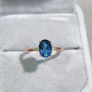 【地质大学】【中国地质大学珠宝】伦敦蓝蓝托帕石戒指全净补水水