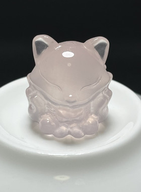 情侣吊坠粉水晶天然九尾狐招桃花