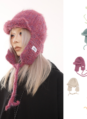 BEAMLIFE25AW秋冬保暖护耳帽子男女系带飞行帽手工针织冷帽雷锋帽