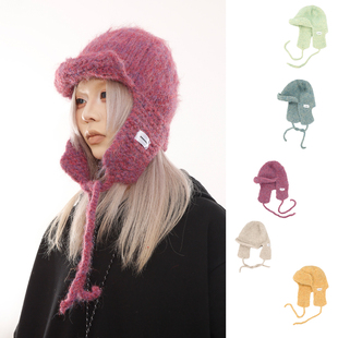 BEAMLIFE25AW秋冬保暖护耳帽子男女系带飞行帽手工针织冷帽雷锋帽