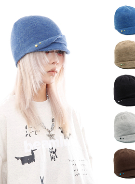 BEAMLIFE25AW秋冬原创小众个性针织帽子男女双檐毛线鸭舌帽子韩版