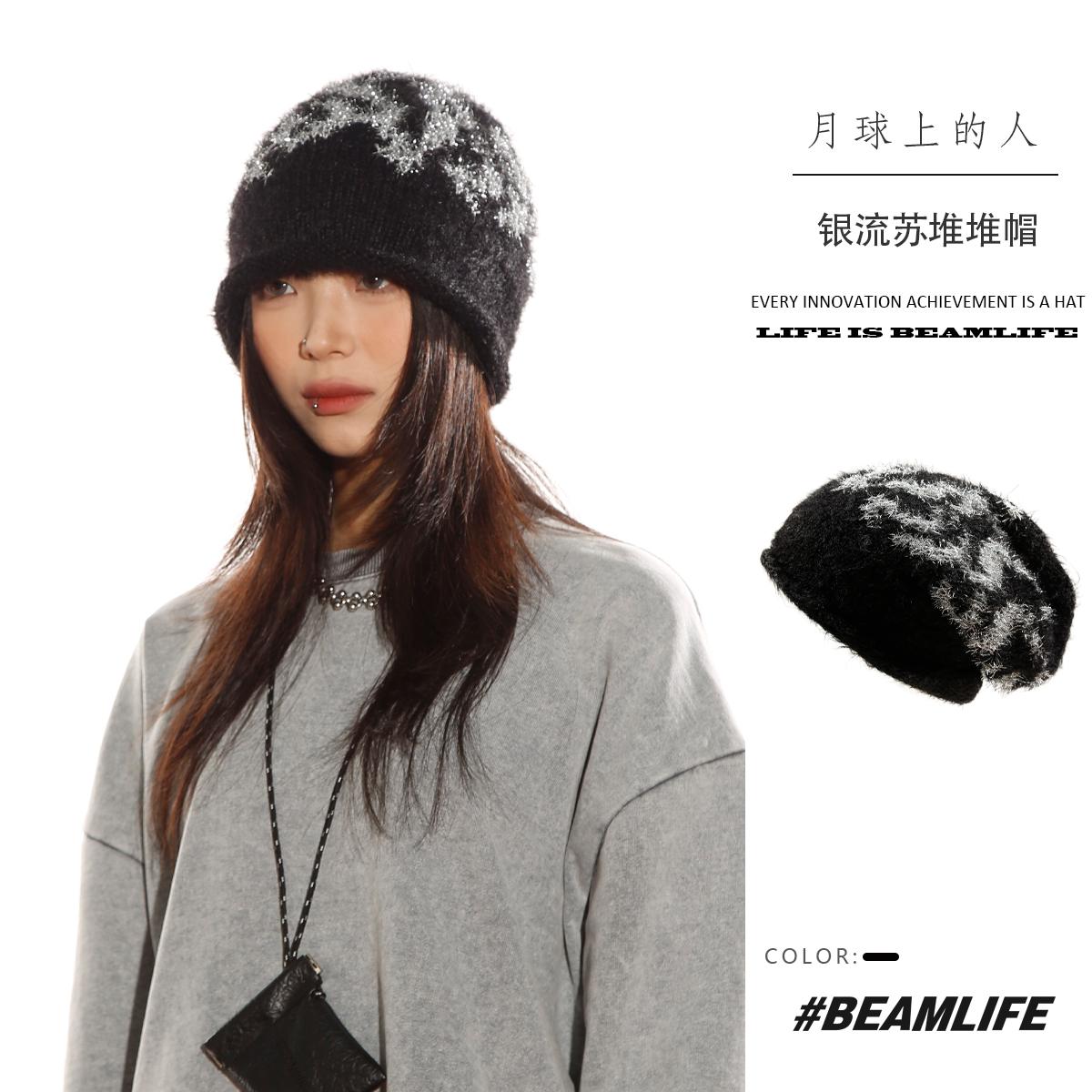 包头帽男女银丝堆堆帽卷边秋冬