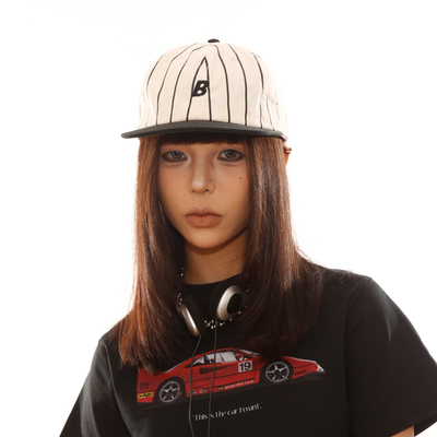 韩国2025年新款美式条纹鸭舌帽