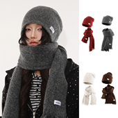 BEAMLIFE25AW原创冬季 帽子围巾一体亮片设计保暖大版 型冷帽针织帽