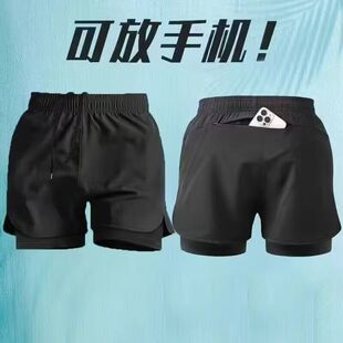 运动短裤男款跑步专用可放手机马拉松田径训练夏季速干内衬三分裤