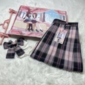 日系jk粉雾海制服原创格裙学院风百褶裙短裙黑粉学生校供感百搭