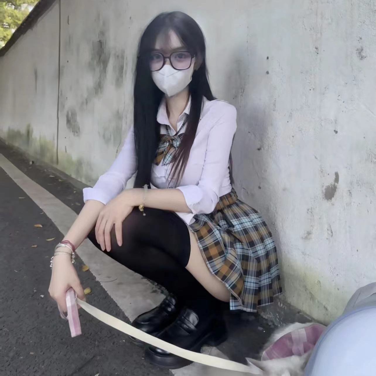新款原创JK制服纯欲紧身收腰长袖衬衫辣妹上衣学院风百褶格裙套装