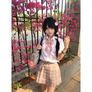 衬衫 白色短袖 樱奈格裙三件套 JK制服学院风衬衣上衣日系夏季 套装