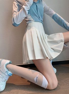 秋夏白色半身裙女百褶短裙高腰显瘦jk裙大码学院风裙子辣妹a字裙