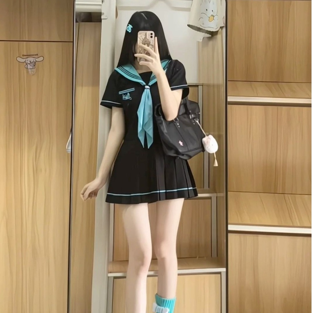 青本绘JK制服水手服日系学院风三件套基础款短袖上衣校供感套装