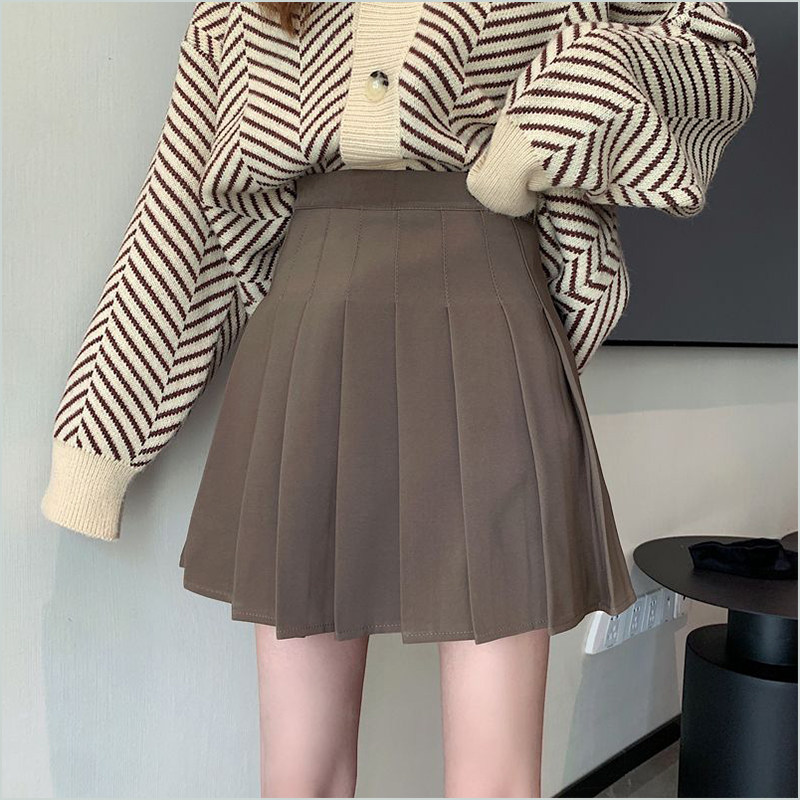 百褶裙女秋冬半身裙2021新款高腰包臀a字裙子小个子jk短裙配毛衣