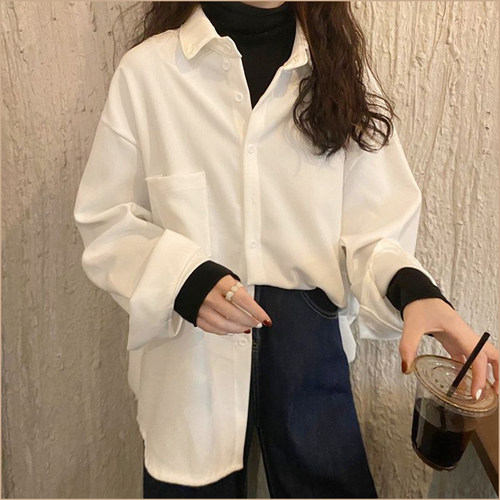 衬衫外套女 2021新款秋季冬设计感小众内搭叠穿ins潮港风职业衬衣