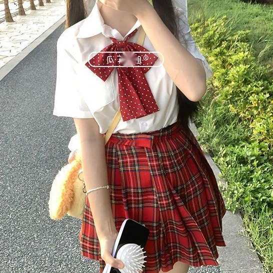 jk制服基础款短袖宽松衬衫校供感学院风穿搭小辣椒百褶裙JK套装