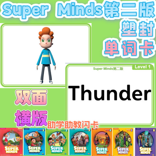 剑桥Super Minds第二版英语单词卡片儿童教具启蒙教学塑封闪卡