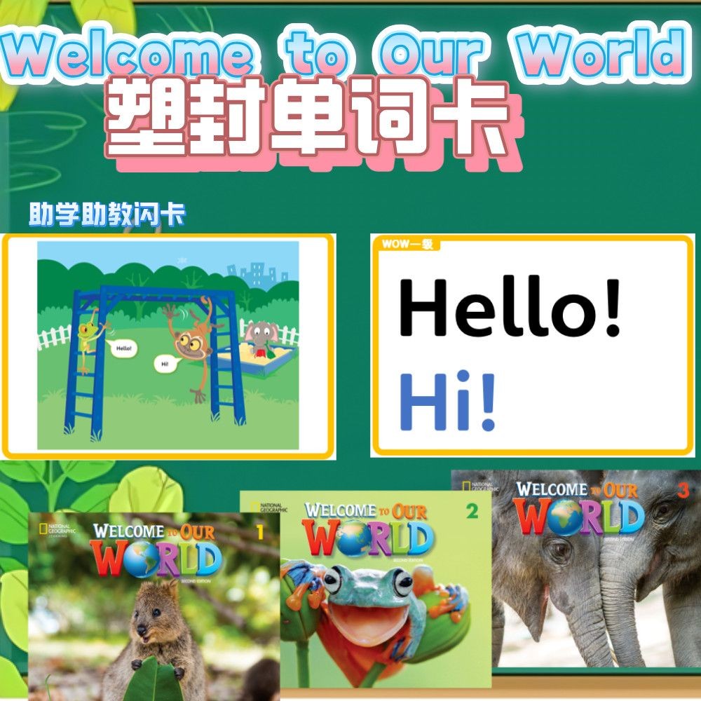 国家地理Welcome to Our World第二版塑封闪卡英语单词学习卡片