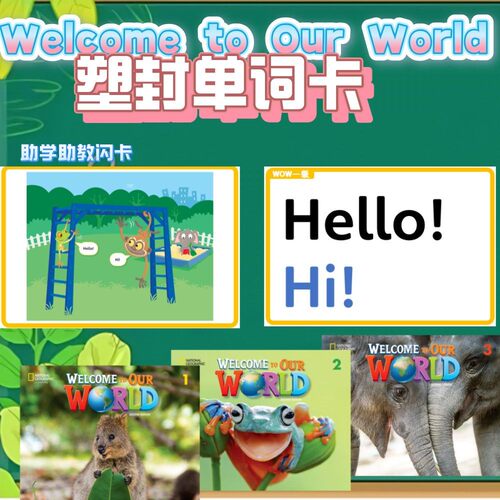 国家地理Welcome to Our World第二版塑封闪卡英语单词学习卡片