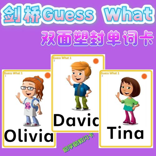 剑桥Guess What少儿英语单词卡片儿童教具启蒙教学塑封闪卡
