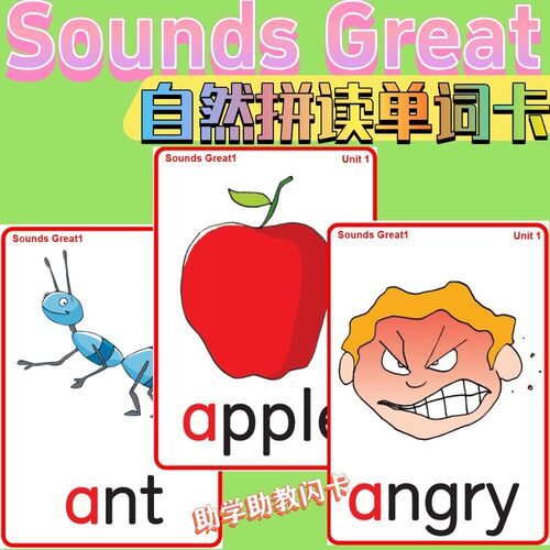 Sounds Great自然拼读闪卡教师教具单词卡少儿英语早教卡片塑封