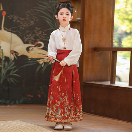 马面裙女童2024新款中国风改良日常套装长袖汉服六一儿童演出服装