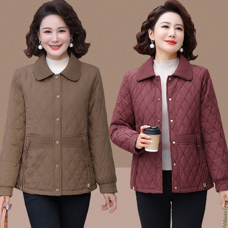 妈妈轻薄保暖棉服女2025秋冬新款中老年洋气时尚宽松棉衣棉袄外套