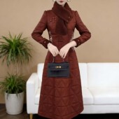 时尚 妈妈加棉连衣裙中式 改良旗袍厚裙子女冬季 秋冬新款 加厚中长款