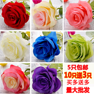 塑料单支仿真玫瑰花束高档绢花婚庆客厅茶几装饰假花摆放花艺包邮