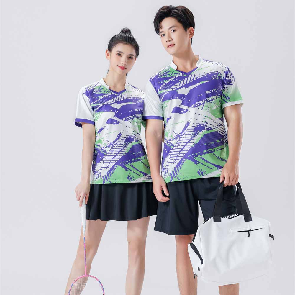 新款高端羽毛球服套装女装户外运动速干透气短袖比赛情侣网球球衣