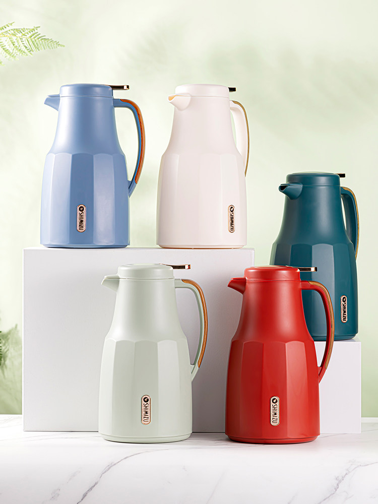 清水家用热水瓶保温水壶欧式大容量学生车载宿舍热水瓶玻璃红胆壶