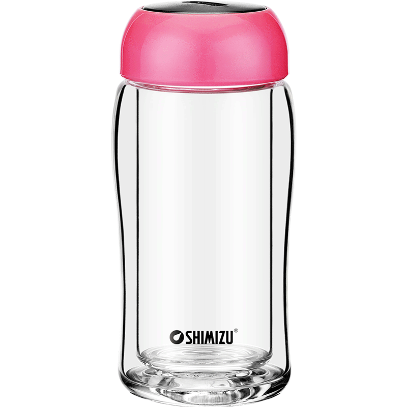 清水透明创意水杯耐热双层大肚隔热玻璃杯带盖盖办公杯便携茶杯