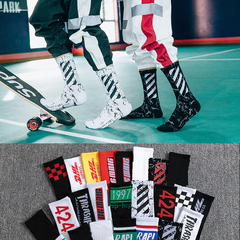 诸暨袜子男女情侣秋冬季潮牌中筒INS潮袜长筒HUF篮球袜运动长筒袜