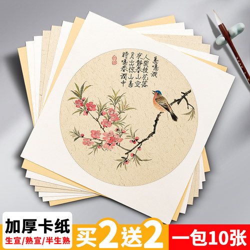 崇星国画卡纸熟宣工笔画生宣空白半生熟书法绘画专用纸初学者圆形扇面镜面镜片作品纸