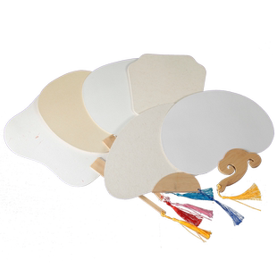 空白宣纸团扇半生熟扇面儿童漂漆扇手绘古风扇子diy书法国画纸扇