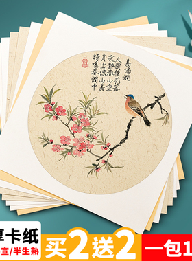 崇星国画卡纸熟宣工笔画生宣空白半生熟书法绘画专用纸初学者圆形扇面镜面镜片作品纸