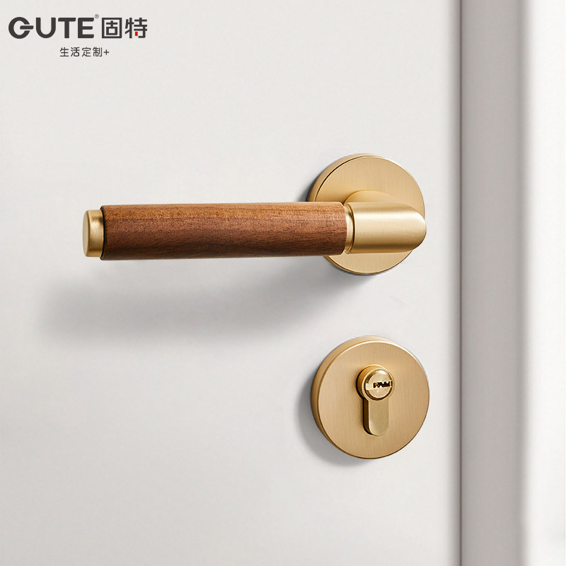 固特黑胡桃原木门锁家用通用型金色房门锁室内卧室门把手磁吸静音,基础建材,机械门锁,淘宝优惠券,粉丝福利购,淘宝优惠卷