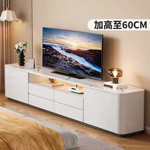 60cm高电视柜落地卧室家用小户型实木收纳储物柜一体岩板电视机柜