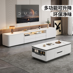 岩板茶几电视柜组合客厅家用小户型实木高柜60cm高款电视机柜落地