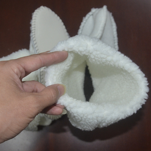 配内村男女同款 套雨鞋 套子白色中高筒 保暖毛绒内胆羊羔绒袜鞋 冬季