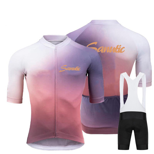 新款Sanutic夏季短袖单车服套装男公路自行车骑行服定制