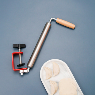 商用擀面杖不粘面粉不锈钢擀皮宝饺子皮披萨烙饼大小号木柄擀面棍