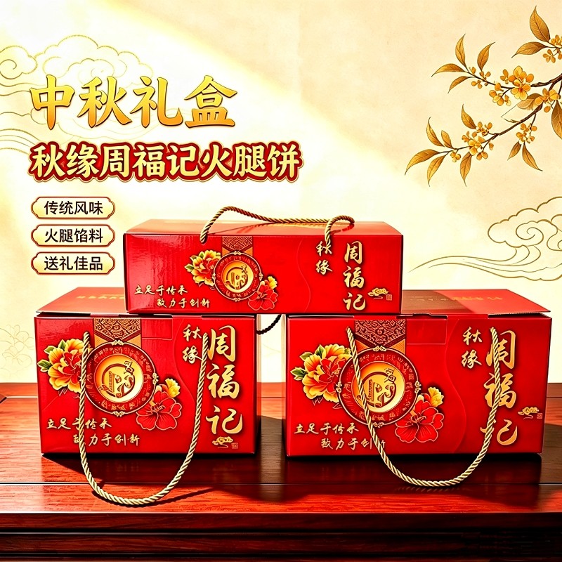 云南昭通月饼大关周福记火腿饼玫瑰鲜花火腿饼天麻火腿荞火腿月饼