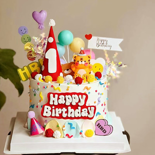 EVA生日帽蛋糕装饰帽子波点款男女儿童宝宝周岁hb插牌甜品台配件