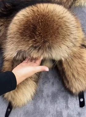 新款雷锋帽冬天加厚皮草帽子环保貉子毛东北全毛霸王帽冬季潮男女