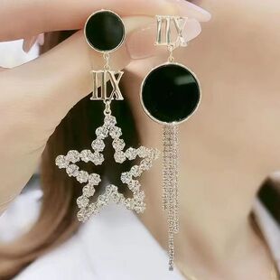 韩国气质网红不对称五角星长款耳环新款高级感轻奢百搭流苏耳饰