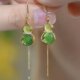 新中式 镶钻绿色葫芦耳线女轻奢小众个性 简约耳环精致显脸瘦耳饰潮