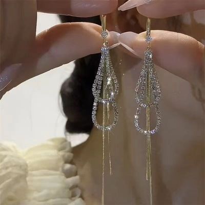 双层水滴长款耳环耳钩